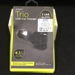 NIB Trio 3-Port USB Car Charger - Black